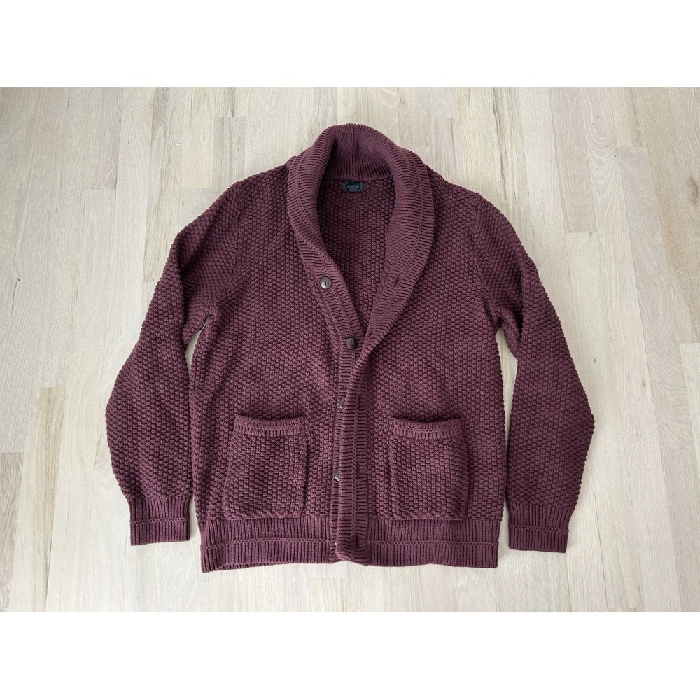 J CREW Red Cotton Thick Grandpa Cardigan Sweater Size Large